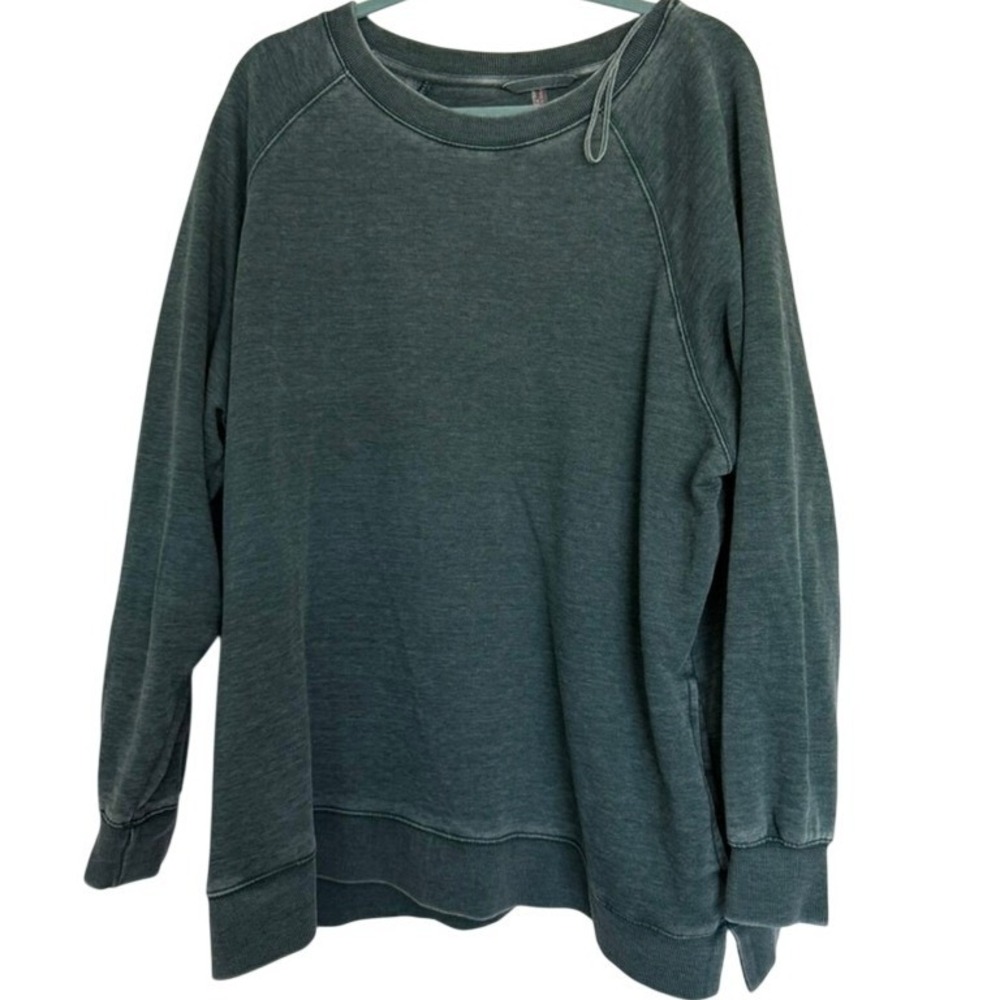 Free People Playbook Oversize‎ Tunic Emerald Green Sweatshirt XL OB1125254